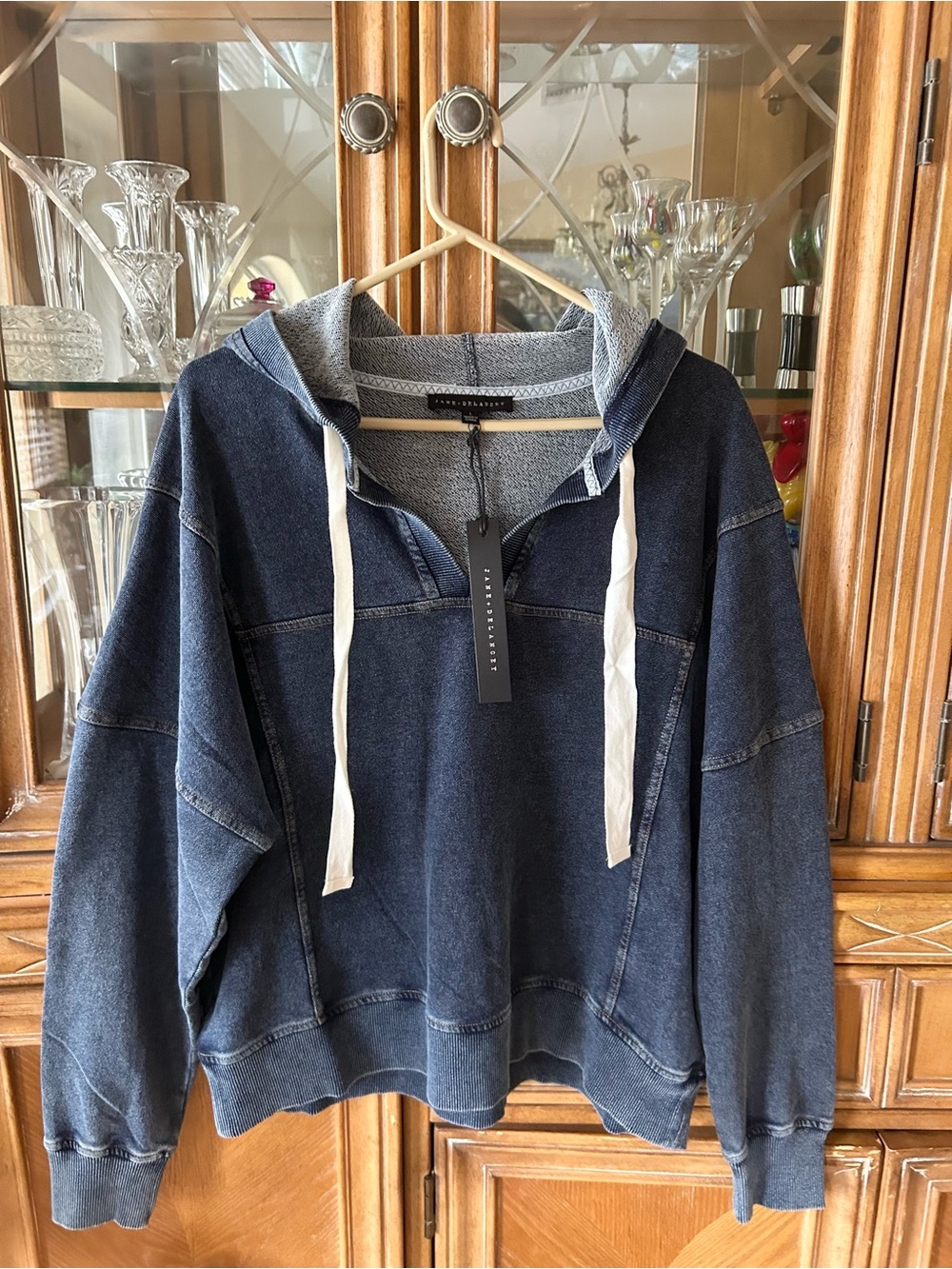 NWT Jane and Delancey Navy Denim Blue Hoodie